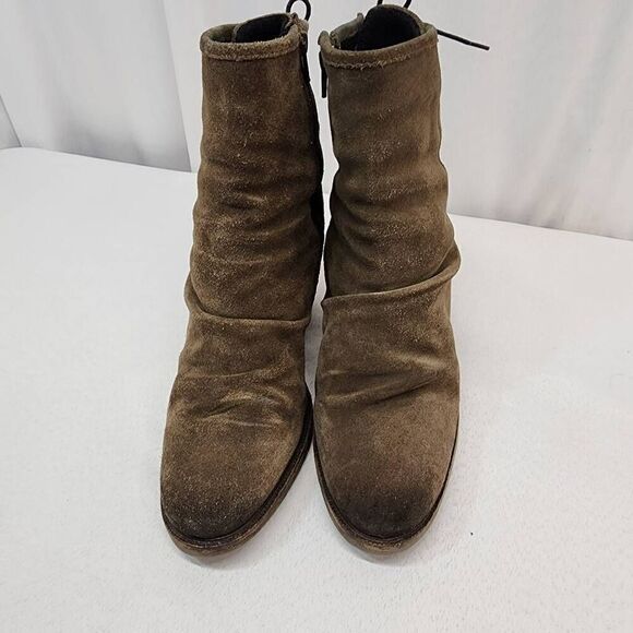 BOS. & CO. Size 40 US 9.5-10 Barlow Suede Slouch Lace Up Rear Side Zipper Ankle - Picture 3 of 11